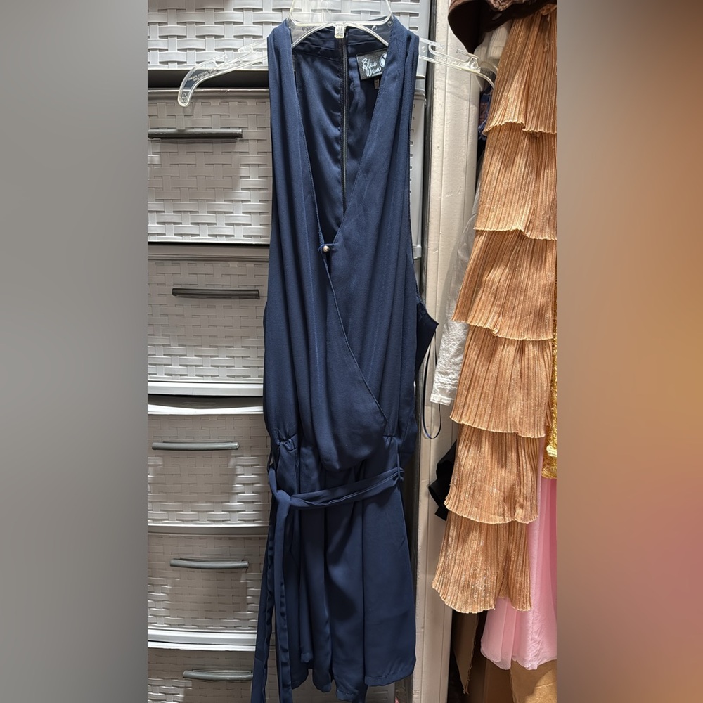 Navy Sleeveless Wrap Dress